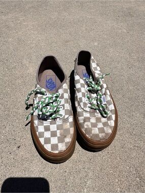 Vans Men's Checkerboard Low-Top Sneakers in Brown/White